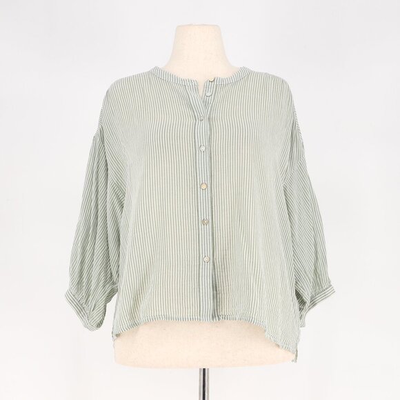 MAISON 123 PARIS Almond Blouse Lightweight Green Stripes Size FR 42 (US 12) - Picture 3 of 10